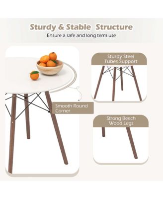 Dining Table Set Modern 5 PCS For 4 Round Dining Room Table Set with Solid Wood Leg