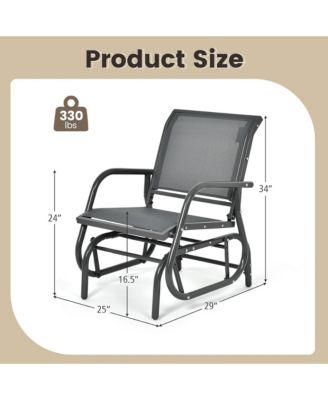 2PCS Patio Swing Glider Chair Single Rocking Chair Yard Outdoory