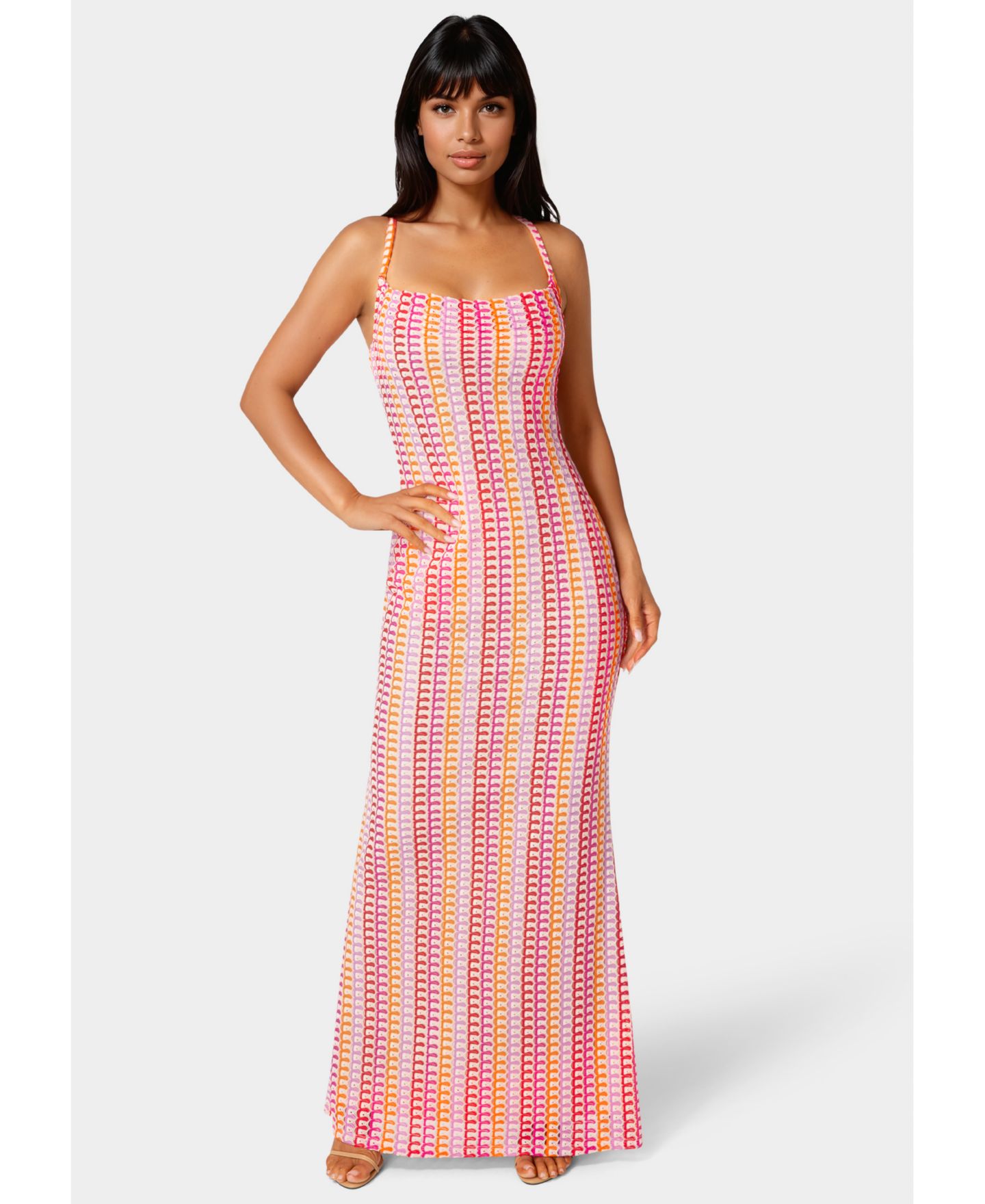 Женское платье Bebe Printed Bodycon Maxi, цвет: Белый разноцветный — фото 2