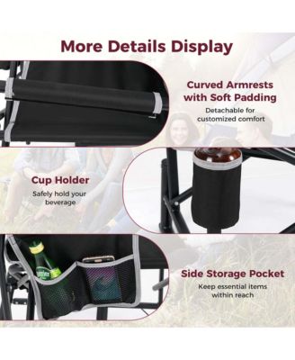 Outdoor Rocker Camping Chair for Adults with Dual Springs Padded Back