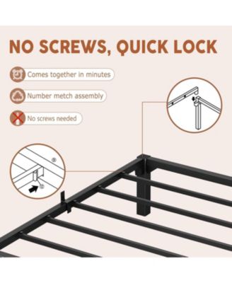 Bed Frame Full Size, 6 Inch Metal Platform, No Screws Needed, No Box Spring Needed, Heavy Duty, 800 Lbs Capacity