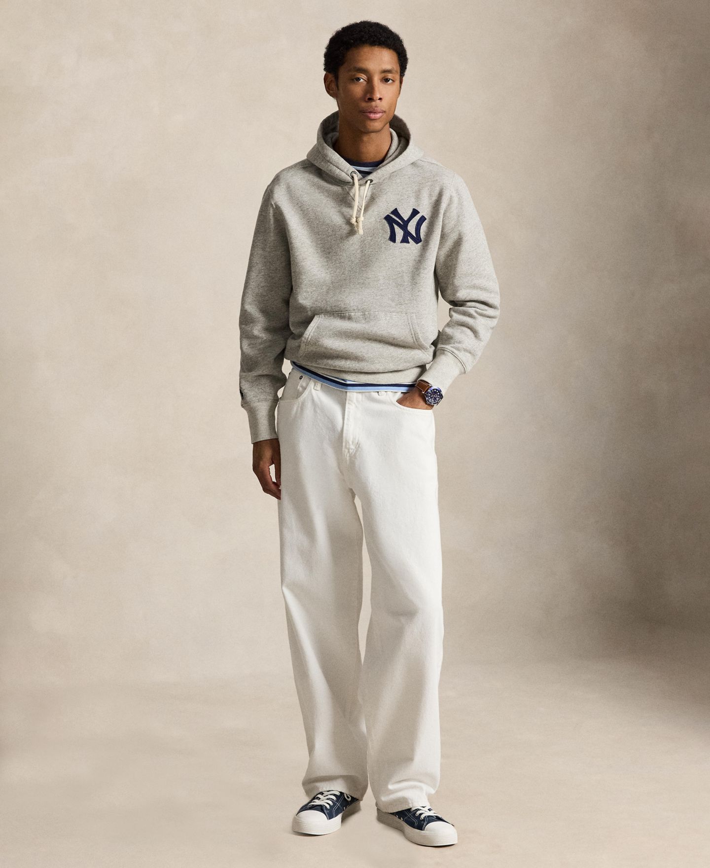 Мужское худи Polo Ralph Lauren New York Yankees™ Long-Sleeve, цвет: Меланжевый — фото 2
