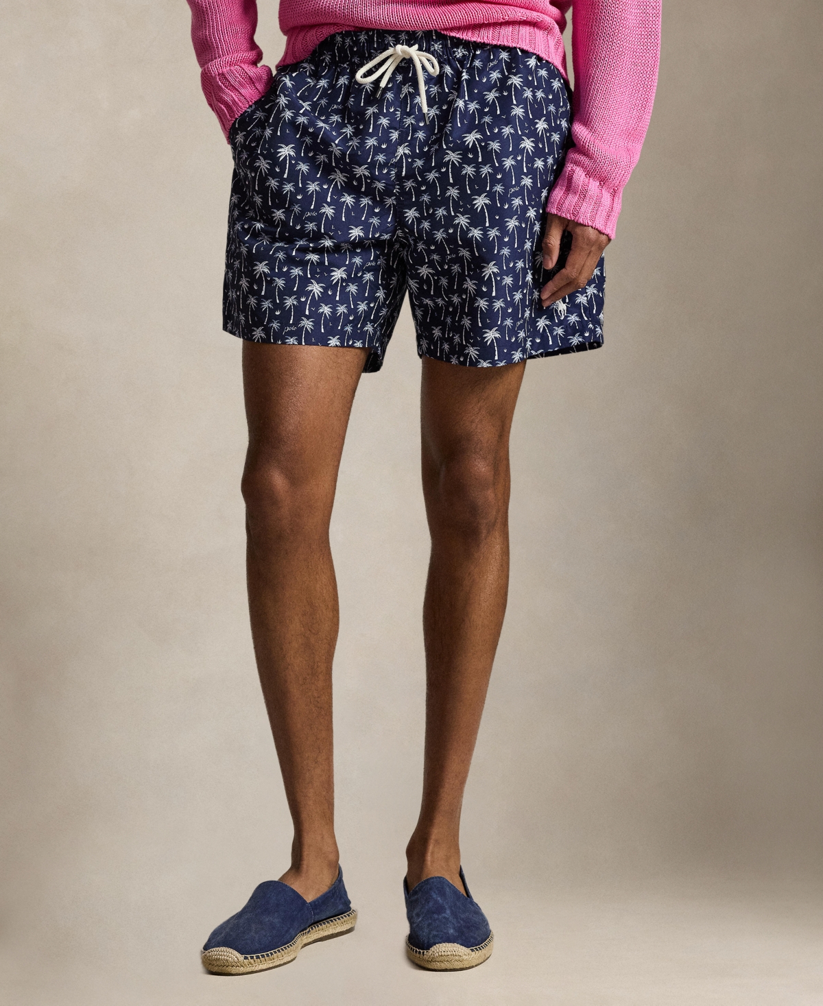 Polo Ralph Lauren Men's Logo and Palm Trees Printed Swim Trunks