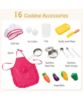 Pretend Play Kitchen Toy with Range Hood, Ice Maker & Telephone