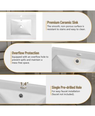 20" Bathroom Vanity with Ceramic Sink, Soft Close Door, Adjustable Shelf & Door Storage for Small Bathrooms