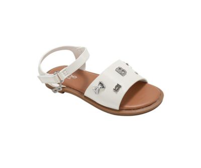 Little Girls Fashion Sandals - Dressy Shoes with Decorative Metal Charms
