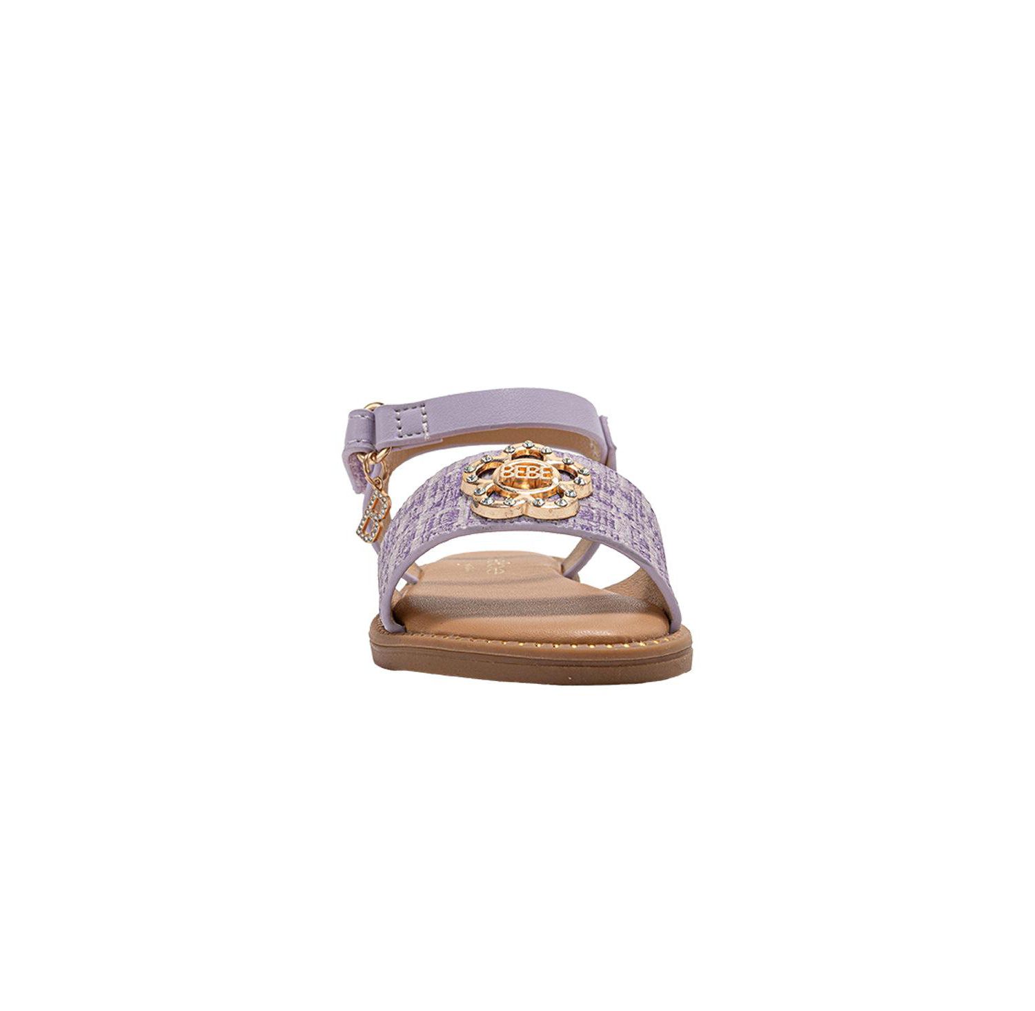 Little Girls Girl's Fashion Sandal with Flower Medallion and Hanging b Charm - Comfy Dressy Shoes