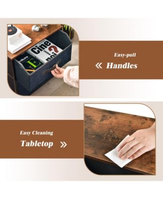 Nightstand End Side Table Dresser with 2 Pull-out Fabric Drawers for Bedroom