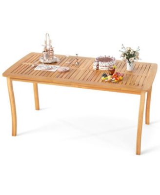 63-Inch Outdoor Dining Table with Umbrella Hole, Farmhouse Style