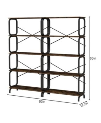 5 Tier Large Book Shelf, Storage Organizer for Books, Rustic Industrial Open Bookcase, for Living Room, Bedroom, Home Office