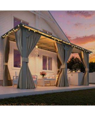 14'x8' Wall Gazebo with Curtains and Mosquito Netting