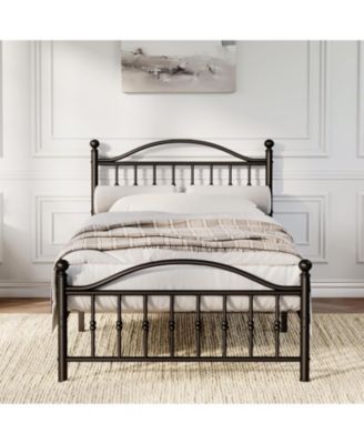 Twin Metal Platform Bed Frame with Vintage Headboard
