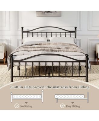 Full Size Metal Platform Bed Frame, Circular Headboard and Footboard, Heavy-Duty Iron Frame, No Box Spring Needed, Noise-Free Design