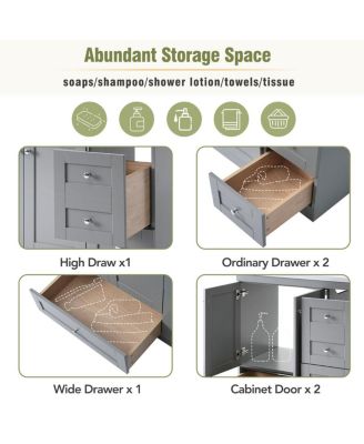 36" Shaker Bathroom Vanity with Resin Sink, 4 Soft Close Drawers & 2 Doors, Ample Storage for Modern Homes