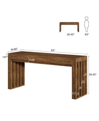 63-inch Bar Table, Farmhouse Counter Height Pub Dining Table, Rectangular Kitchen Bar Height Table