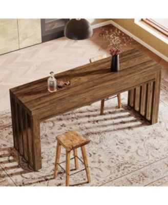 63-inch Bar Table, Farmhouse Counter Height Pub Dining Table, Rectangular Kitchen Bar Height Table