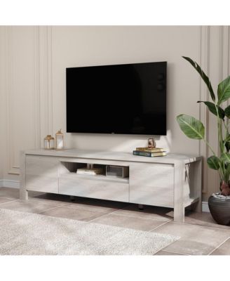 TV Stand with Cabinet Doors, Entertainment Center with Adjustable Shelves, Media Console with Cable Management