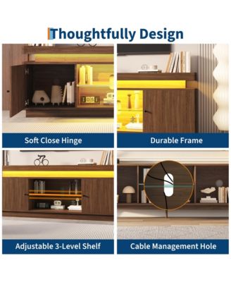 TV Stand Entertainment Center with Storage Cabinets,Open Shelves & Power Outlets Media TV Console Table for UP to 75" TV