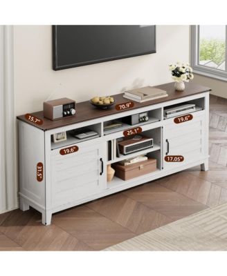 70.9" TV Stand, Entertainment Center with Adjustable Shelves, Farmhouse TV Stand with Cabinet Doors,for Living Room
