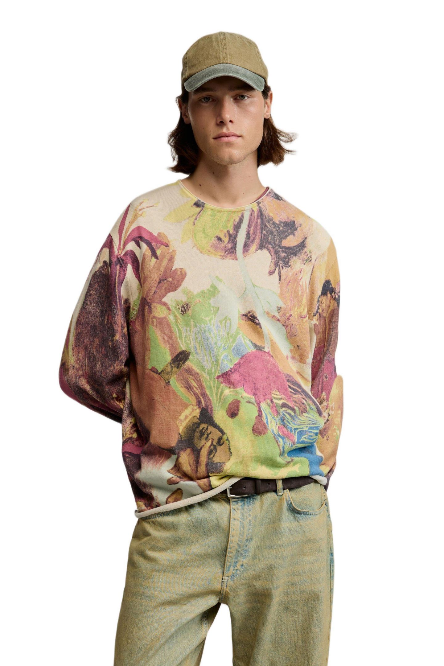 Мужской свитер Desigual Gaugin Printed, цвет: Средний бежевый — фото 1