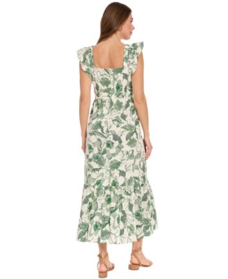 green emerald velvet dress Lemon Tree Macy Dress & Singlet Sage Print – ROSSELLINI + SHINE main image 1