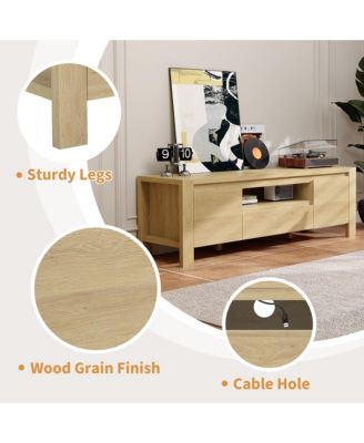 TV Stand with Cabinet Doors, Entertainment Center with Adjustable Shelves, Media Console with Cable Management