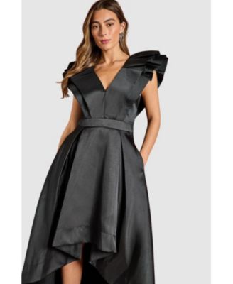 Women's Frill Sleeve V-Neck Midi Dress