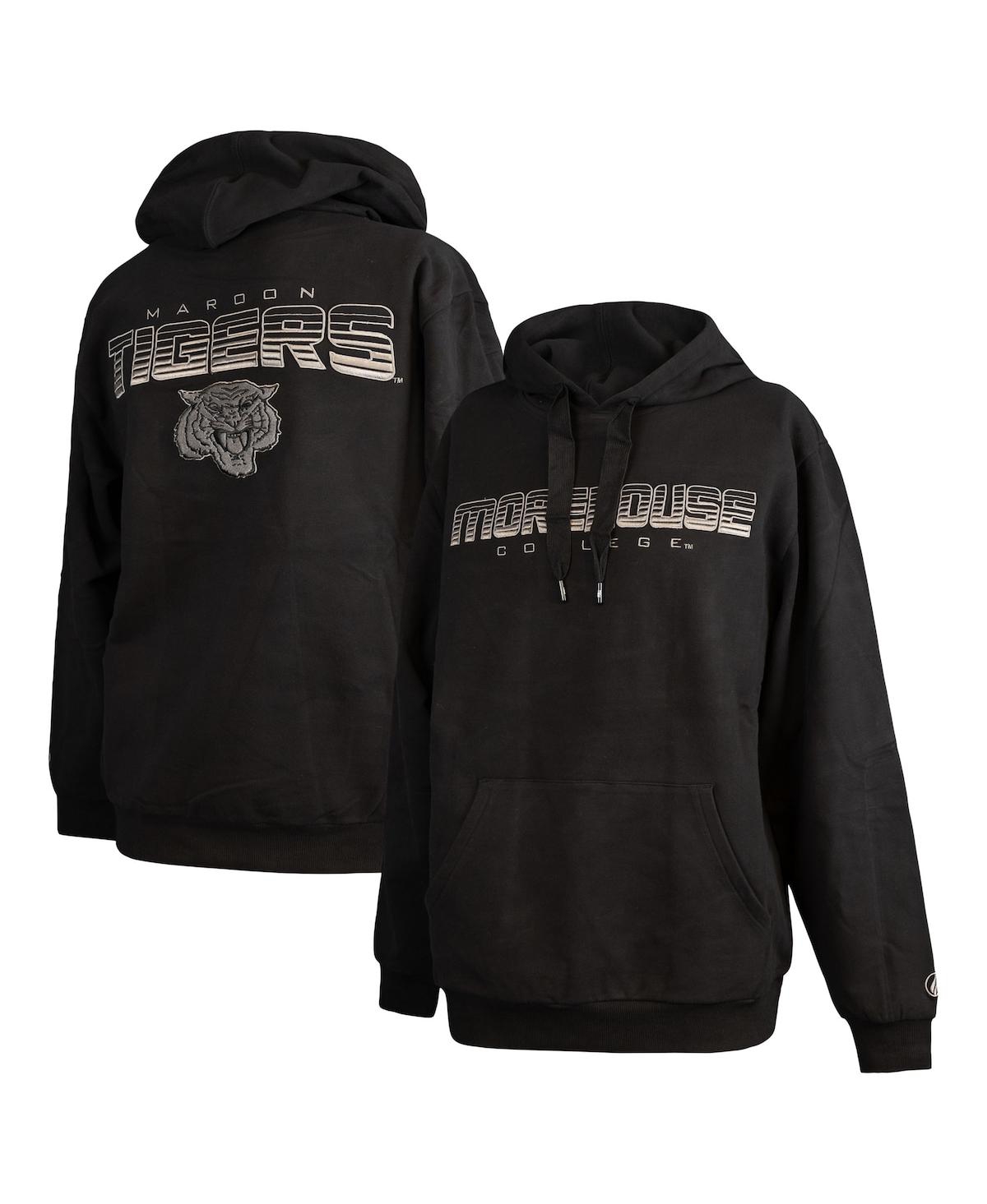 Fisll Men's Black Morehouse Maroon Tigers Puff Print Sliced Pullover Hoodie