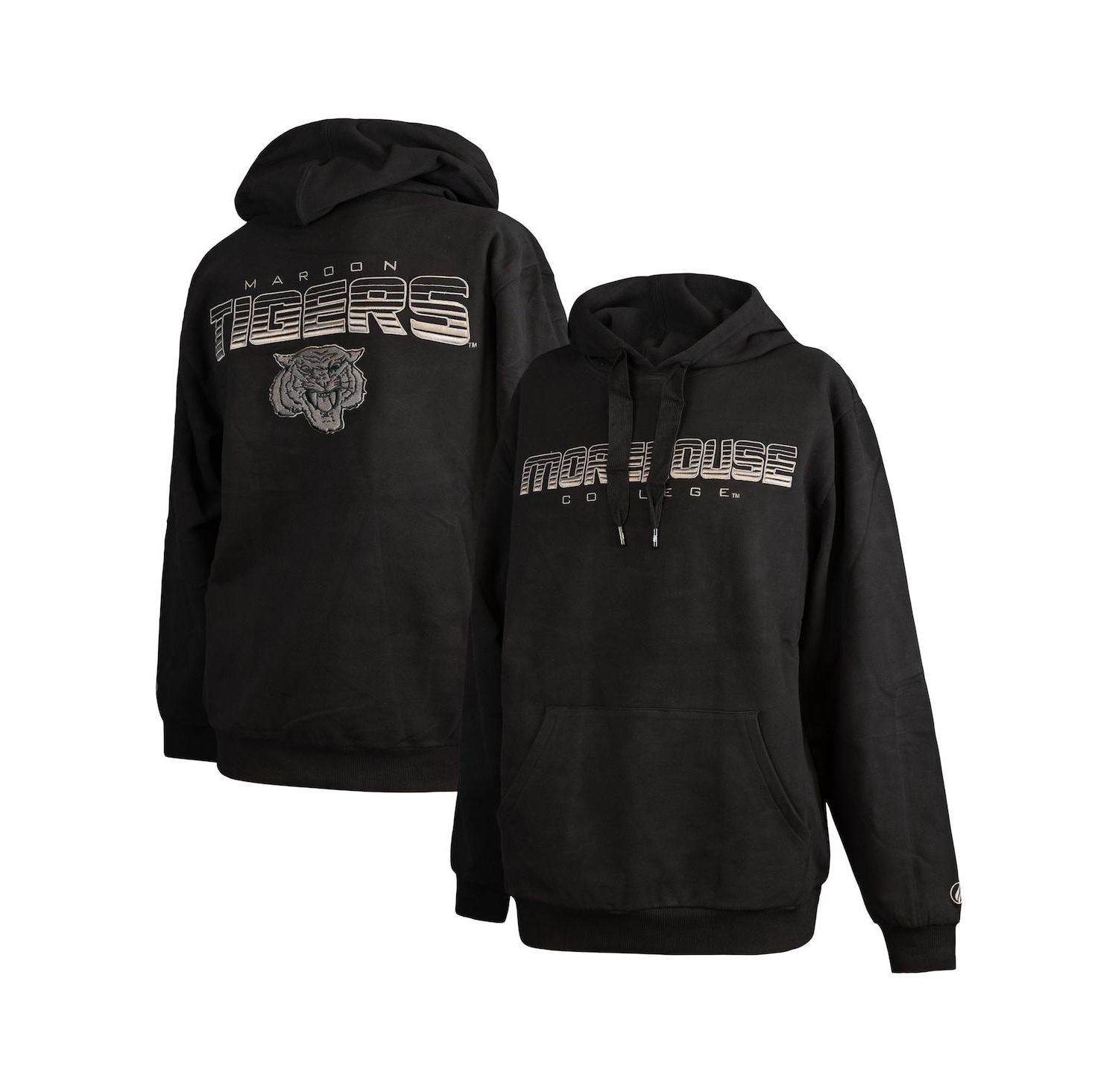 Men's Black Morehouse Maroon Tigers Puff Print Sliced Pullover Hoodie