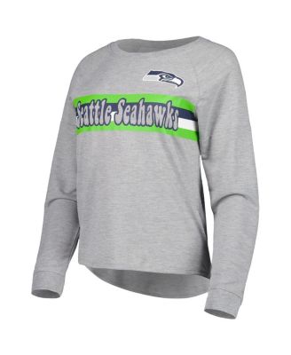 Juniors Heathered Gray Seattle Seahawks All Striped Up Raglan Long Sleeve T-Shirt