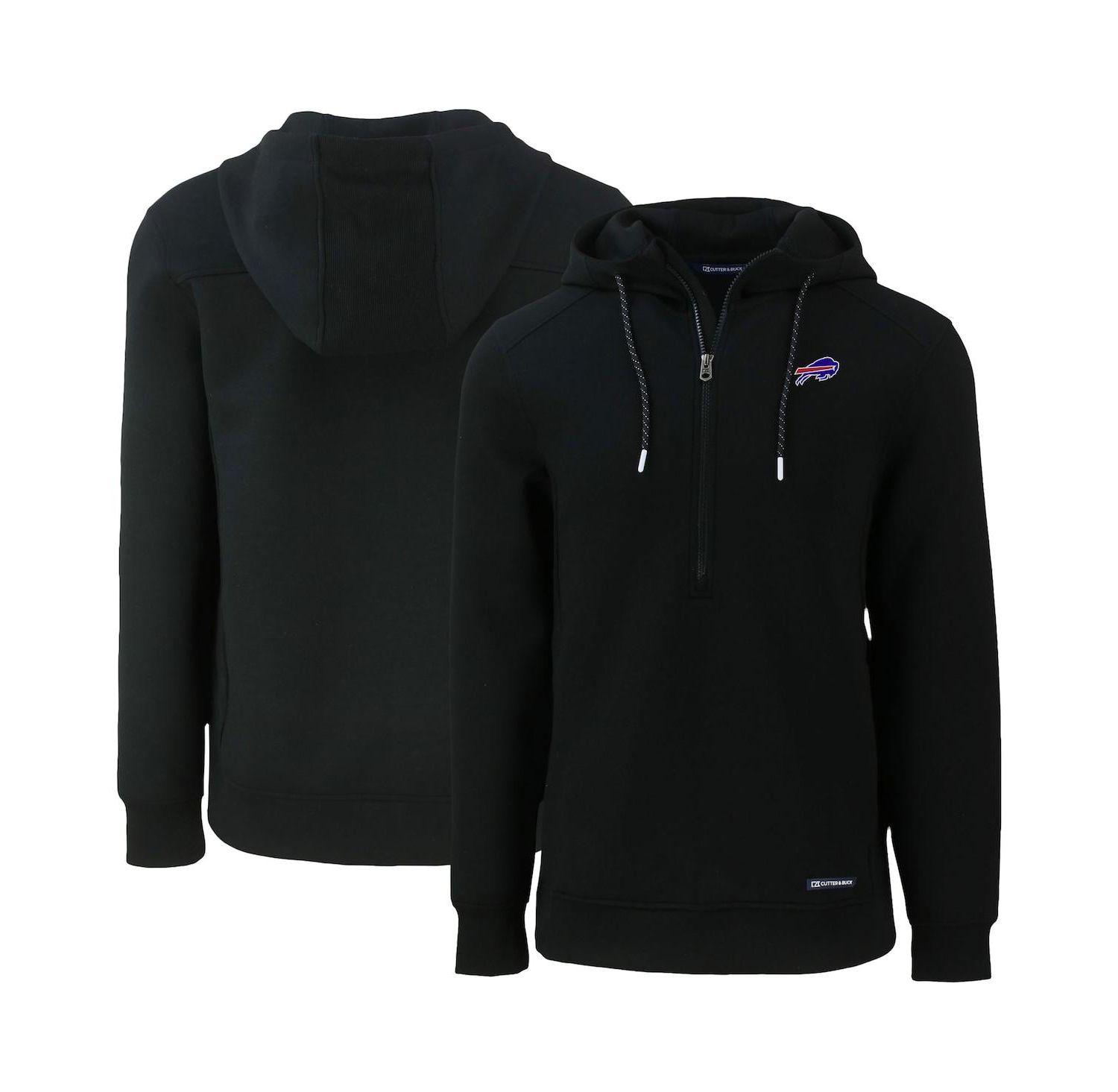 Men's Black Buffalo Bills Primary Mark Roam Eco Half-Zip Pullover Hoodie