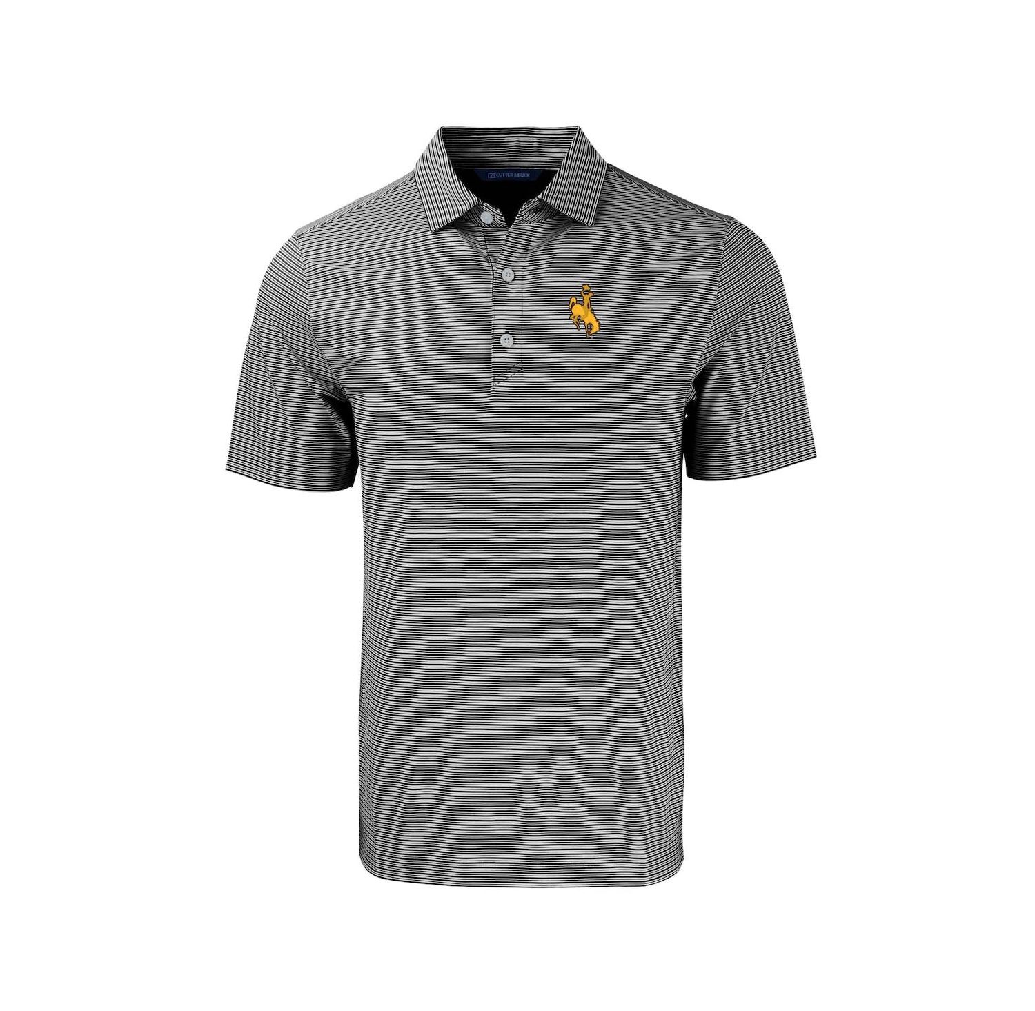Men's Black/White Wyoming Cowboys Forge Eco Double Stripe Stretch Polo Shirt