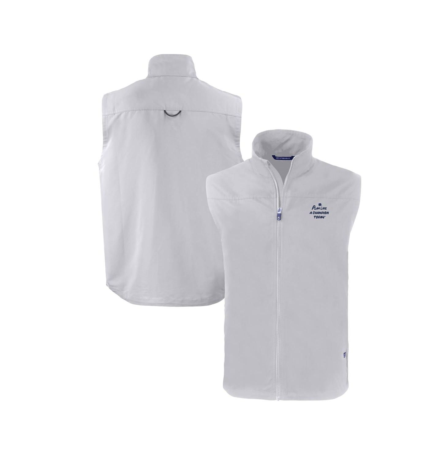 Мужской жилет Cutter & Buck Gray Notre Dame Fighting Irish Play Like A Today Charter Eco Full-Zip — фото 1