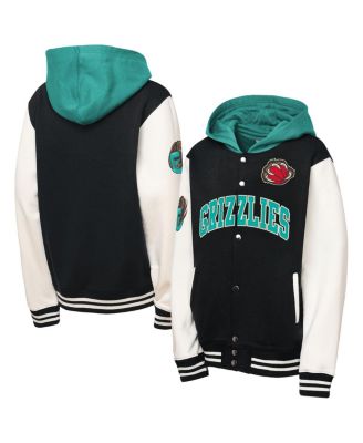 Big Boys and Girls Black Vancouver Grizzlies Hardwood Classics Courtside Fleece Full-Snap Hooded Jacket