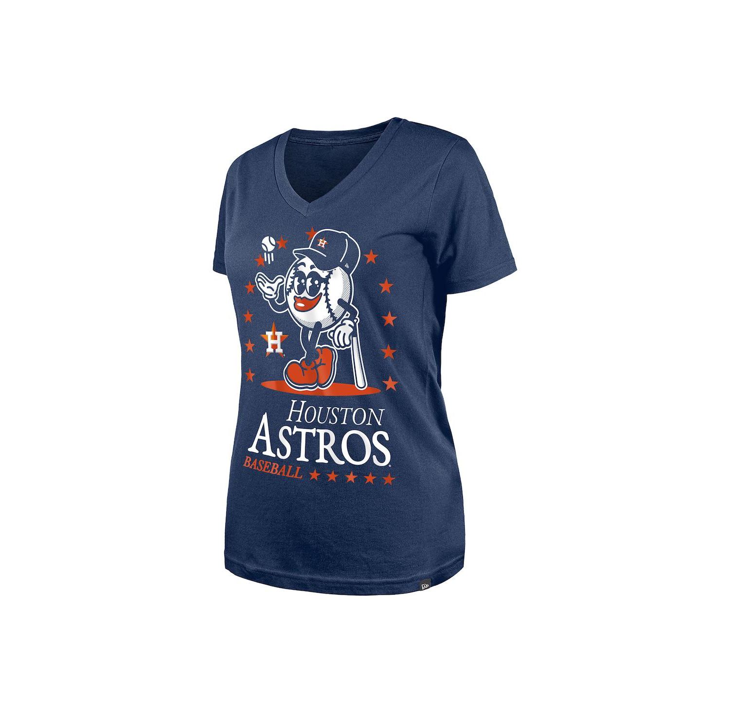 Women's Navy Houston Astros Little Miss 2 V-Neck T-Shirt