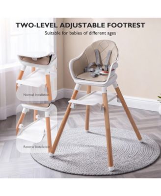Convertible Baby High Chair with Adjustable Footrest and Detachable Tray