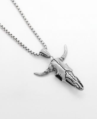 Men's Stainless Steel 22" Bull Skull Pendant Necklace