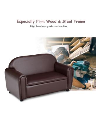 Kids Sofa Armrest Chair Lounge Couch Wood Construction Storage Box Living Room