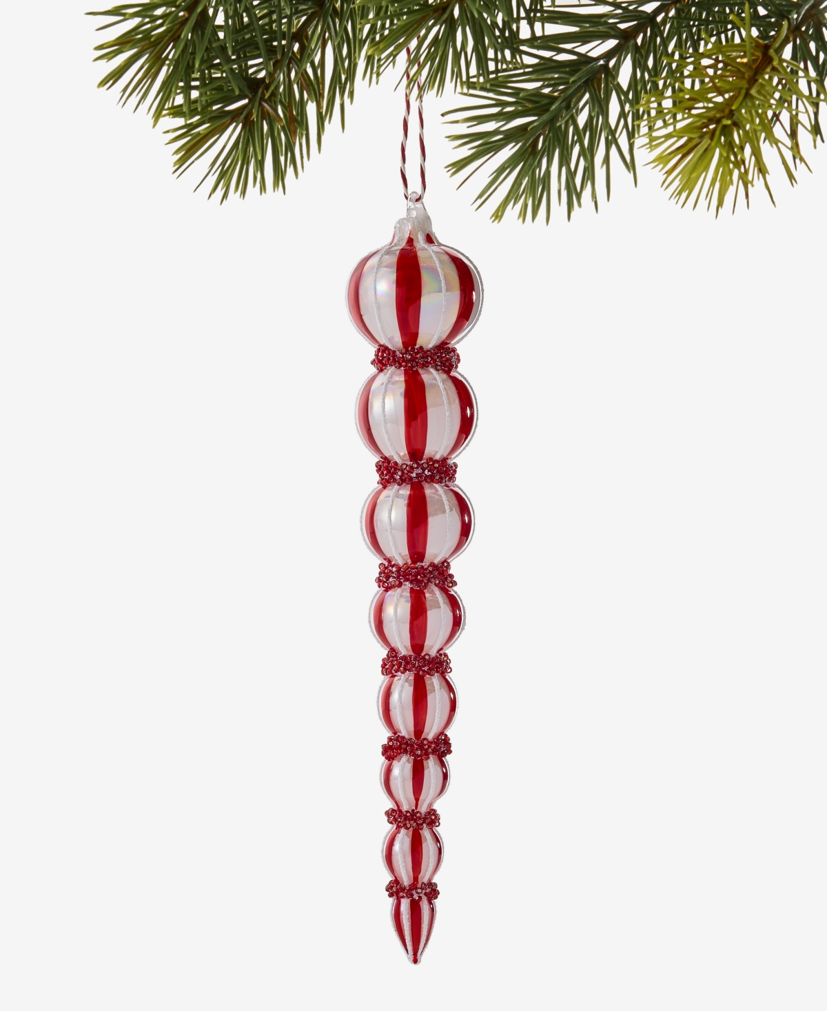 Holiday Lane Christmas Cheer Red Stripe Finial Ornament, Macy's Exclusive