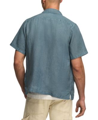 Men's Short-Sleeve Linen Camp-Collar Shirt