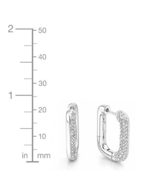 Clear Crystal Rectangular Shaped Hoop Earrings