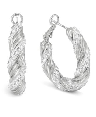 Clear Crystal Twist Hoop Earrings