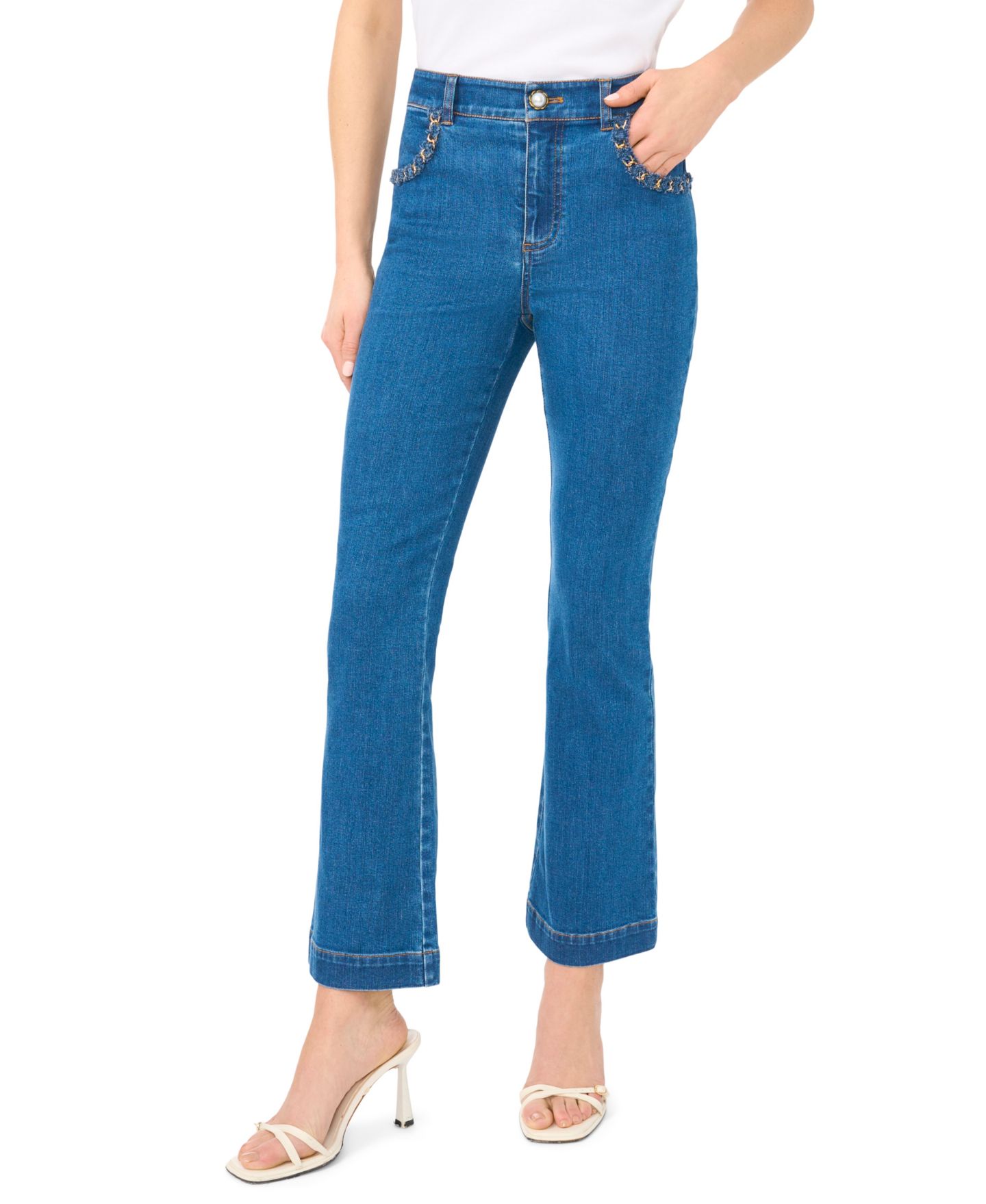 Женские джинсы CeCe Fitted Bootcut Denim Jeans, цвет: Синий — фото 1
