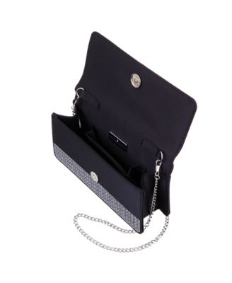 Elongated Crystal Magnetic Snap Satchel Bag