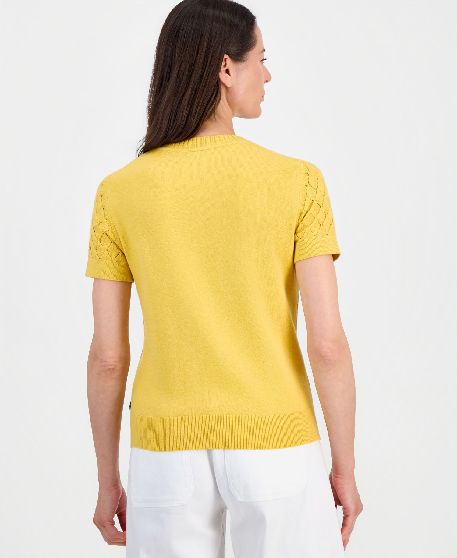 Women's Short-Sleeve Pointelle Sweater