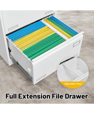 2 Drawer Lateral File Cabinet with Lock, Home Office Metal Filing Cabinet