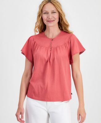Women's Flutter-Sleeve Crewneck Tee