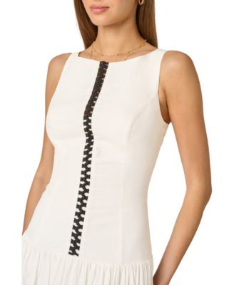 Women's Boat Neck Sleeveless Midi Dress