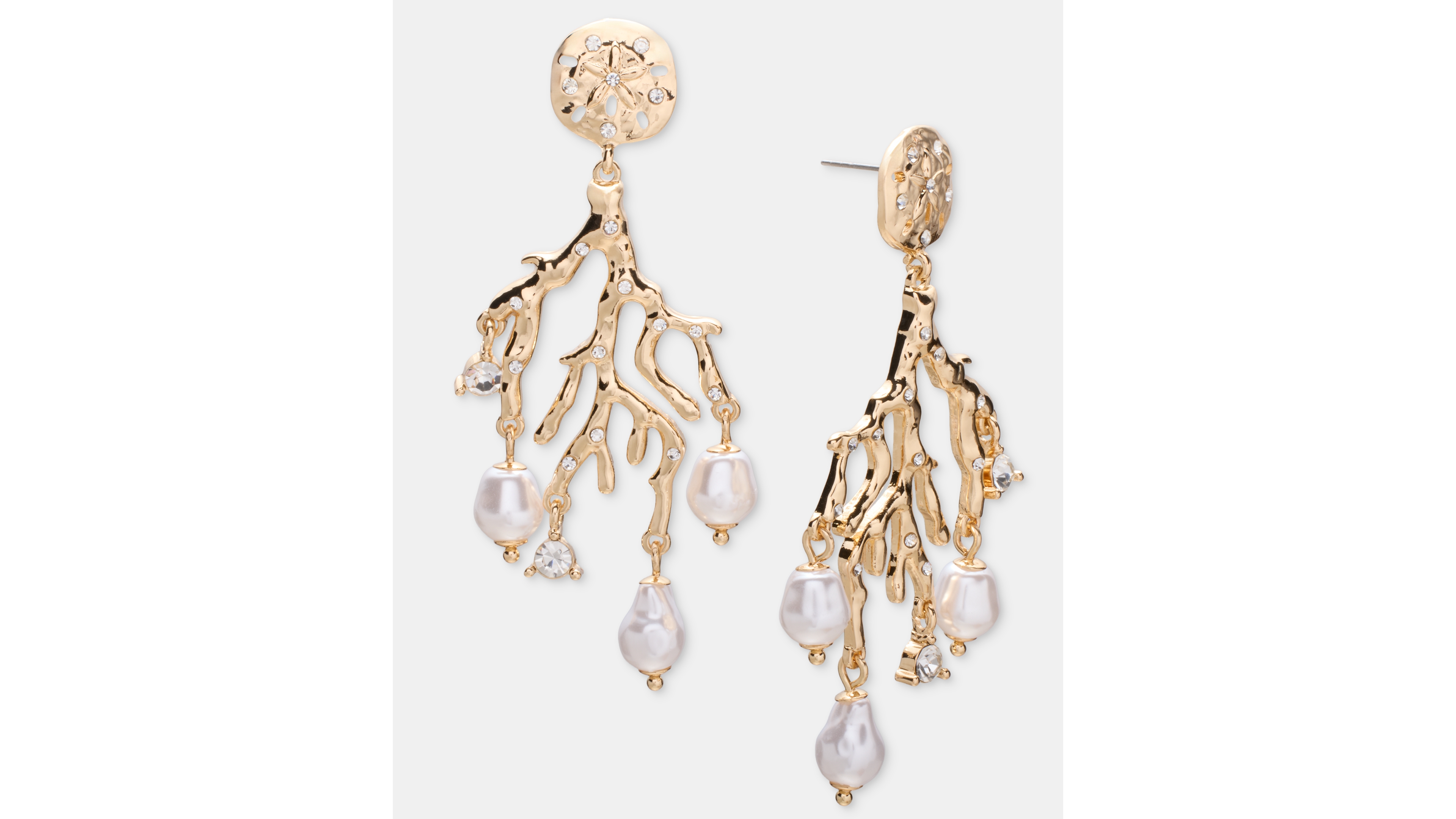 I.n.c. International Concepts Pave & Imitation Pearl Coral Statement Earrings, Macy's Exclusive