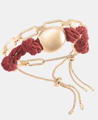 2-Pc. Set Rope & Metal Link Slider Bracelets